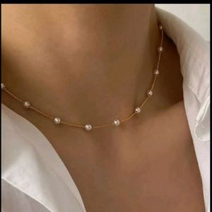 NEW PEARL GOLD CLAVICLE CHAIN NECKLACE